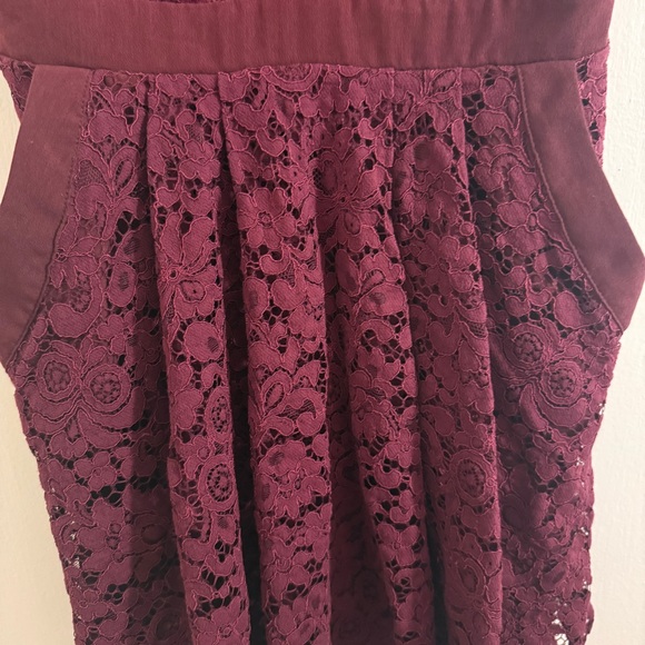 Free People Elegant Burgundy Lace Dress XS - Picture 3 of 8